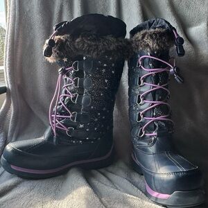 Lands' End Kids' Black and Purple Starry Boots